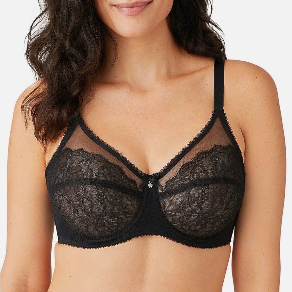 NWT 38J Wacoal Retro Chic Full Figure Underwire Bra, Onyx